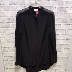 Akris Punto Black Sheer Panel Blouse